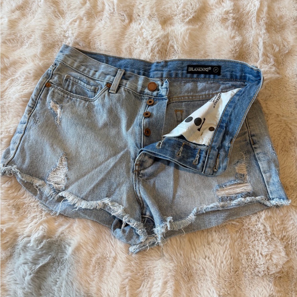BLK DNM Light Blue Distressed Jean Shorts